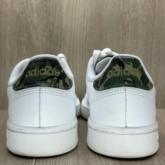 Adidas Shoes Mens Sz 7 Grand Court Tennis Cloudfoam Leather White Camo H04549 - Picture 4 of 12